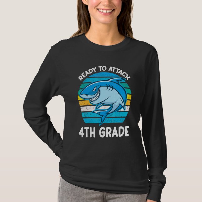Back To School 4th Grade Kids Outfit Shark   T-Shirt (Vorderseite)