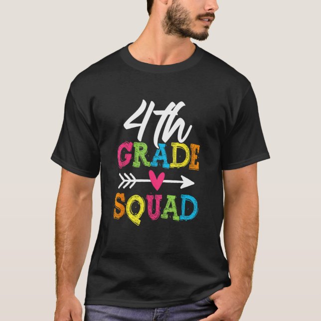 Back To School 4th Grade Squad Fourth Teacher Stud T-Shirt (Vorderseite)