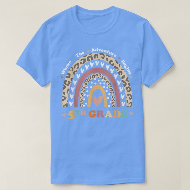 Back To School 5th Grade Where The Adventure Begin T-Shirt (Design vorne)
