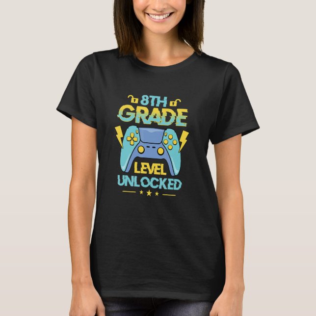 Back To School 8th Grade Level Unlocked Video Game T-Shirt (Vorderseite)