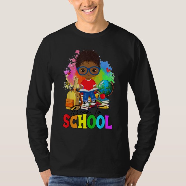Back To School Afro Boy & Backpack 1st Day Of Scho T-Shirt (Vorderseite)