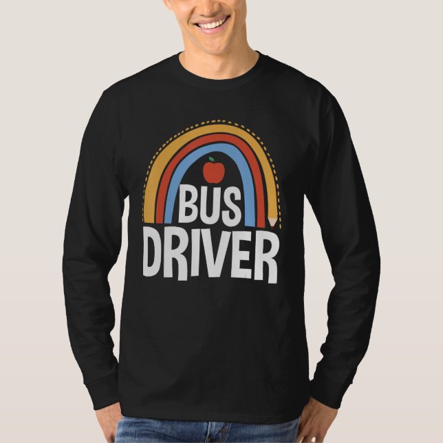 Back To School Appreciation Boho Rainbow Bus Drive T-Shirt (Vorderseite)