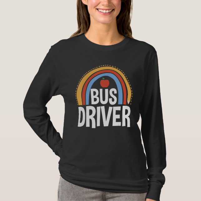 Back To School Appreciation Boho Rainbow Bus Drive T-Shirt (Vorderseite)