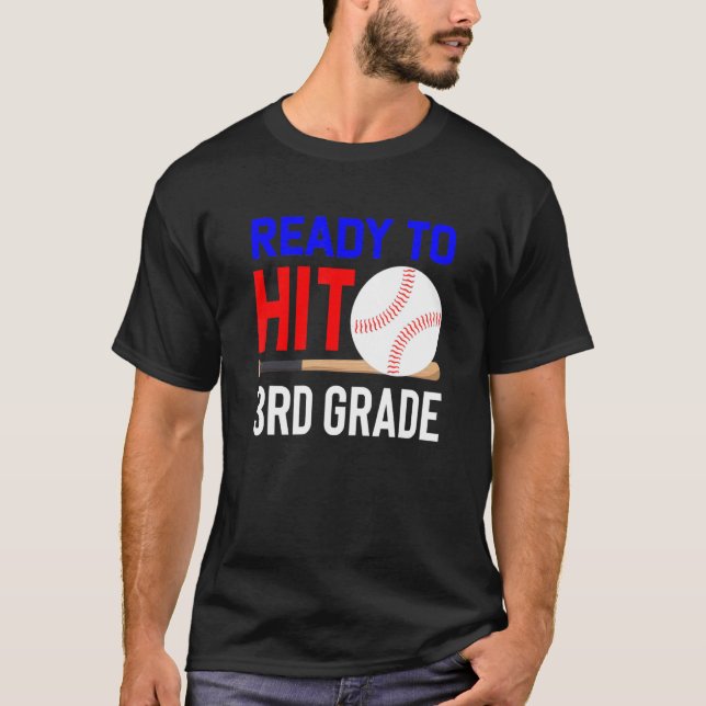 Back To School Baseball Ready To Hit 3rd Grade Stu T-Shirt (Vorderseite)