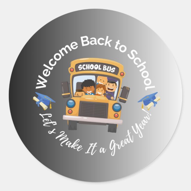 Back to School – Chalkboard Style Runder Aufkleber (Vorderseite)