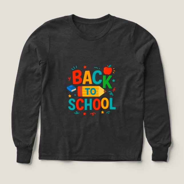 Back to School" Colorful Pencil & Apple Graphic (Motif recto)