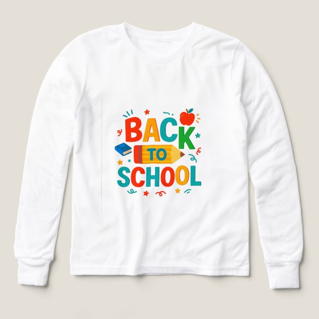 Back to School" Colorful Pencil & Apple Graphic (Design Vorderseite)