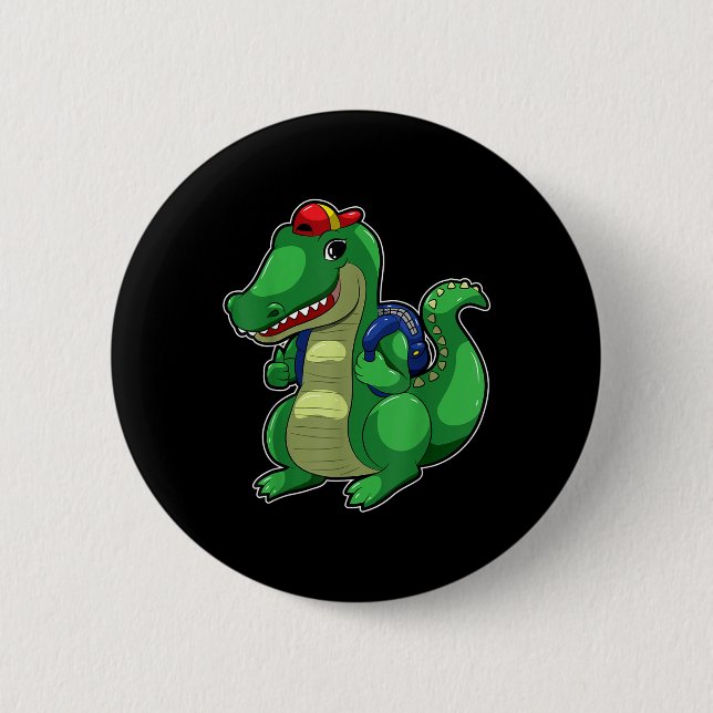 Back To School Cute Crocodile Funny Croc Backpack  Button (Vorderseite)