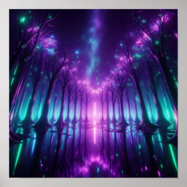 Back to School Dream Aurora Neon Forest Poster