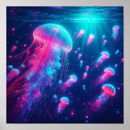 Back to School Dream Neon Jellyfish Drift Poster