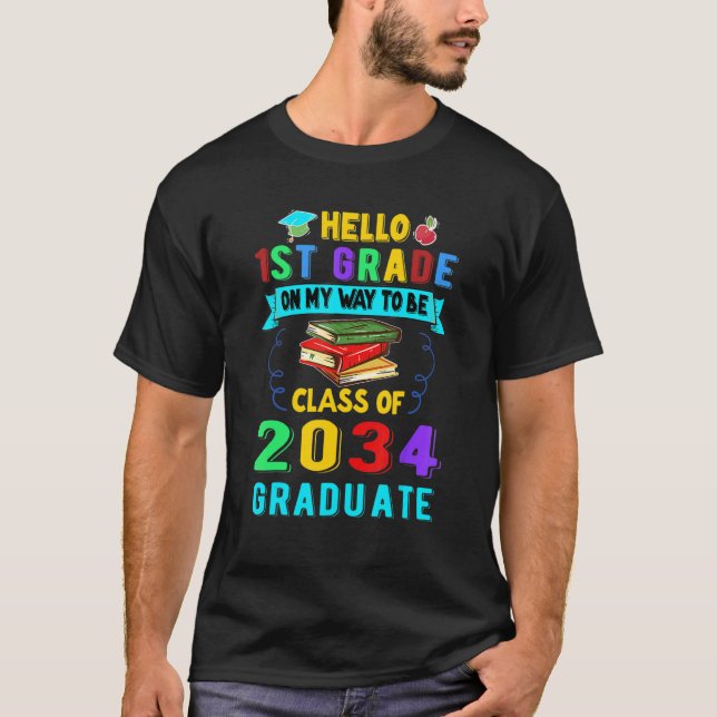 Back to School First Day Of First Grade Hello Kids T-Shirt (Vorderseite)