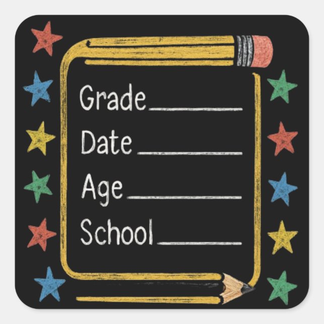 Back to School  | First Day of School Quadratischer Aufkleber (Vorderseite)