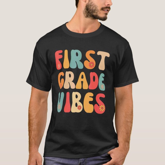 Back To School First Grade Vibes Retro Student Tea T-Shirt (Vorderseite)