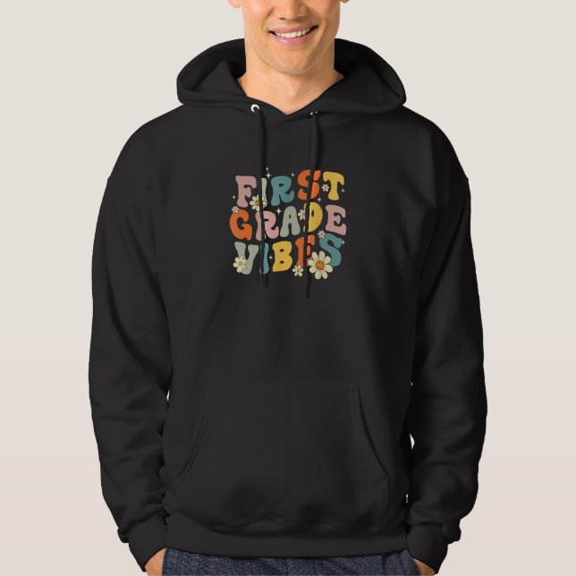 Back To School First Grade Vibes Retro Teacher Wom Hoodie (Vorderseite)