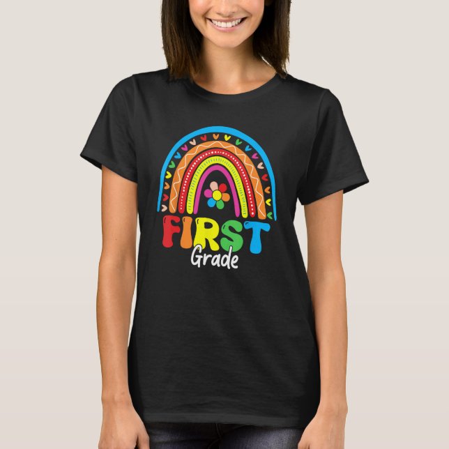 Back To School Funny Happy First Day Of First Grad T-Shirt (Vorderseite)
