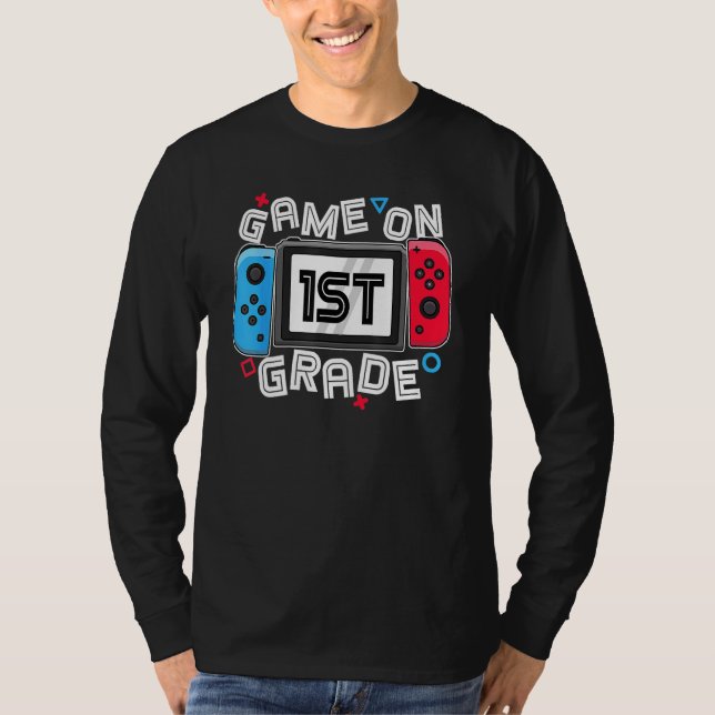 Back To School Game On 1st Grade Funny Gamer Kids  T-Shirt (Vorderseite)