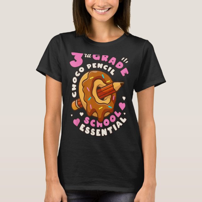 Back To School Girl First Day of 3rd Grade Choco D T-Shirt (Vorderseite)
