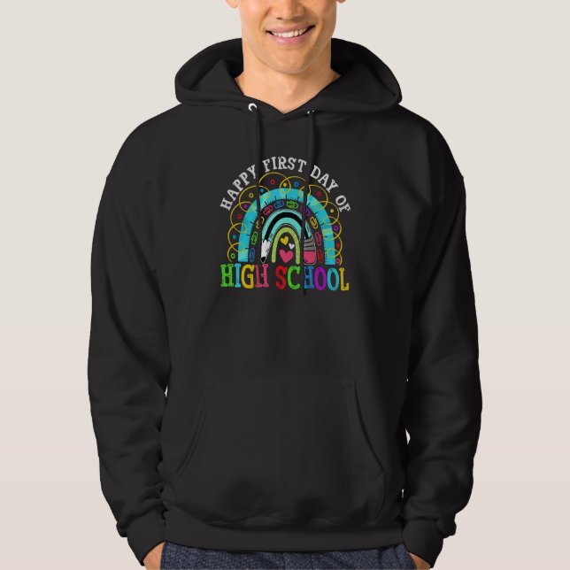 Back To School Happy First Day Of High School Rain Hoodie (Vorderseite)