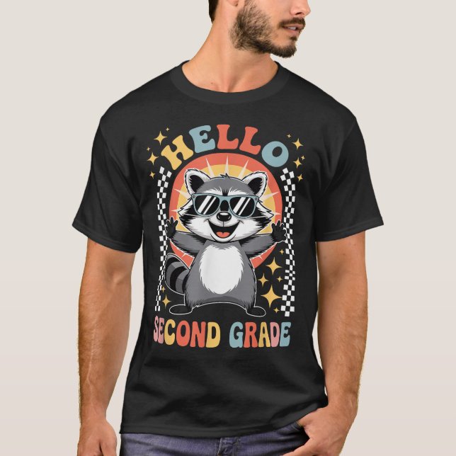 Back To School Hello 2Nd Grade Raccoon Second  T-Shirt (Vorderseite)