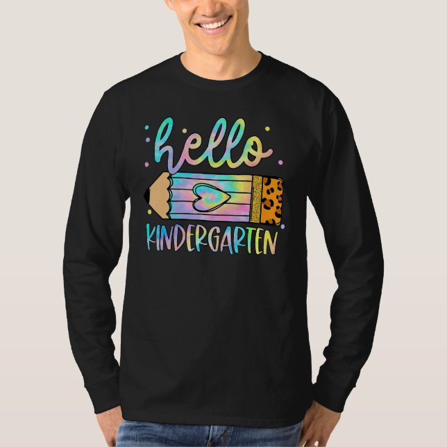 Back To School Hello Kindergarten Leopard Tie Dye  T-Shirt (Vorderseite)