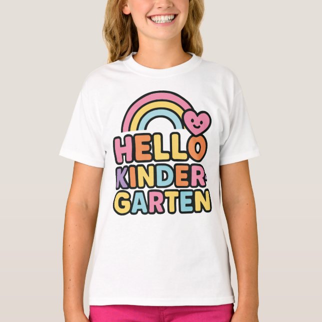 Back to School Hello Kindergarten Teacher Kids T-Shirt (Vorderseite)