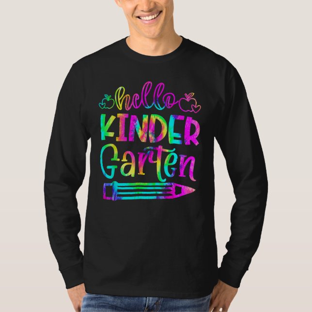 Back To School Hello Kindergarten Tie Dye Teacher  T-Shirt (Vorderseite)