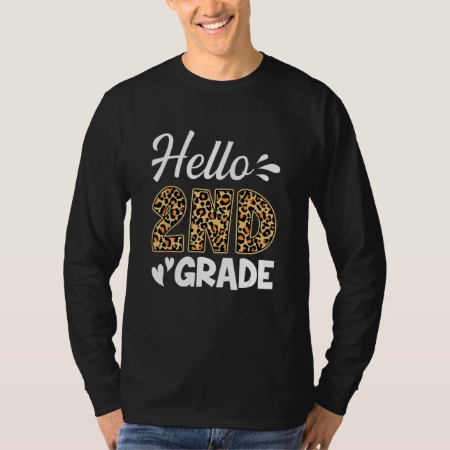 Back To School Hello Second Grade 2nd Grade Leopar T-Shirt (Vorderseite)