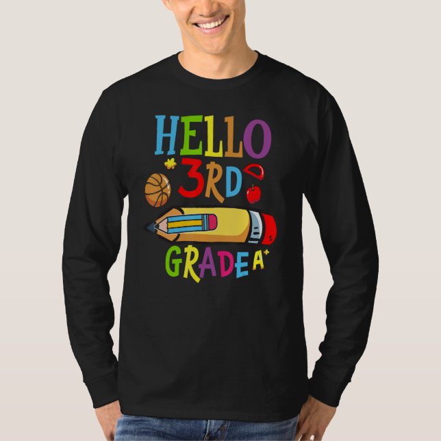 Back To School Hello Third 3rd Grade For Kids T-Shirt (Vorderseite)