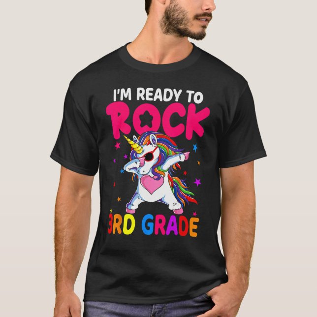 Back To School I m Ready To Rock 3rd Grade Dabbing T-Shirt (Vorderseite)