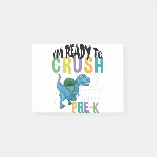Back To School I'm Ready To Crush Pre-K Dinosaur Post-it Klebezettel (Vorderseite)