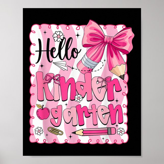 Back To School Kindergarten Coquette Pencil Bow Gi Poster (Vorne)
