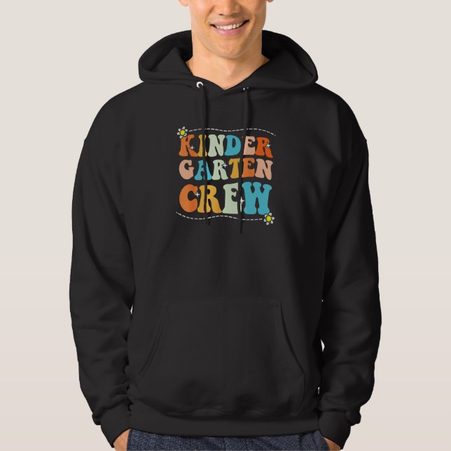 Back To School Kindergarten Crew Groovy Retro Teac Hoodie (Vorderseite)