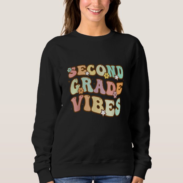 Back To School Kindergarten Vibes Groovy Teacher W Sweatshirt (Vorderseite)