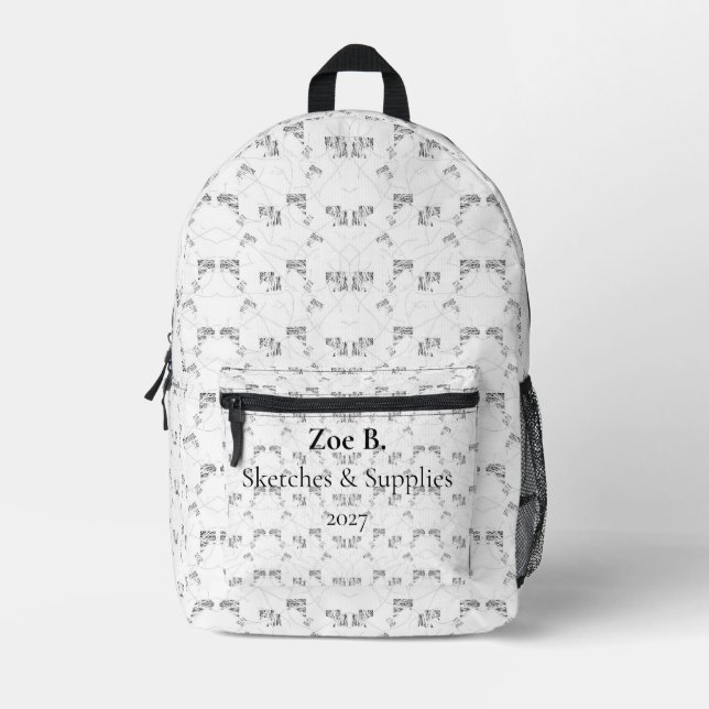 Back-to-School Minimal Line Pattern | Summer Bedruckter Rucksack (Vorderseite)