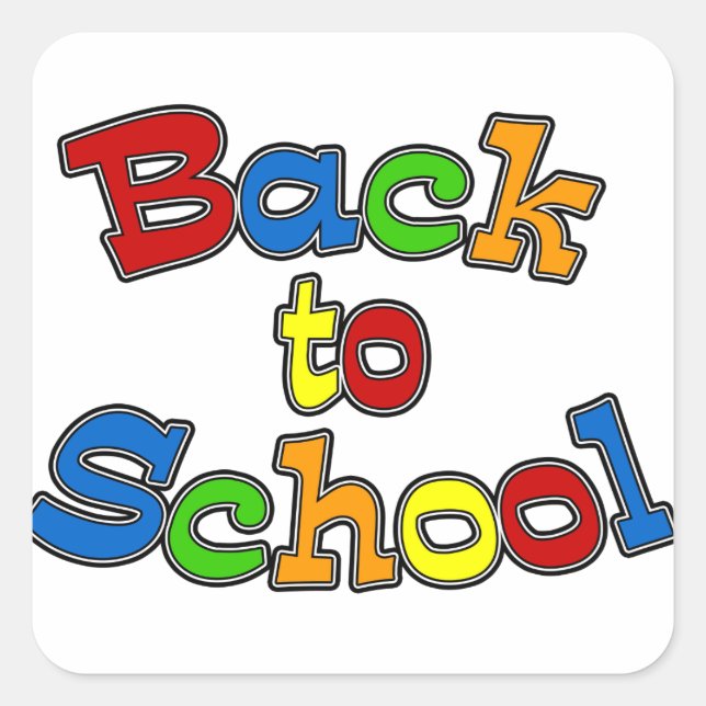 Back to School Quadratischer Aufkleber (Vorderseite)