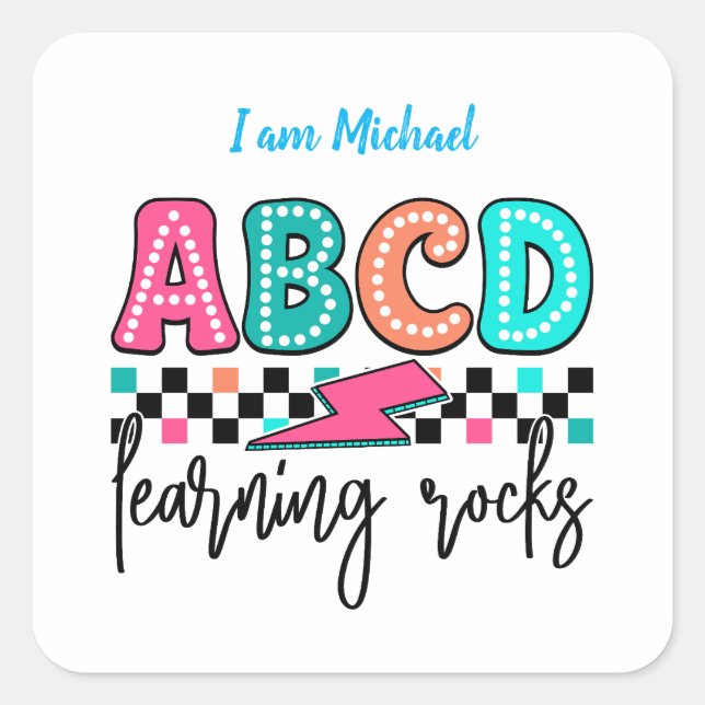 Back to School Quadratischer Aufkleber (Vorderseite)