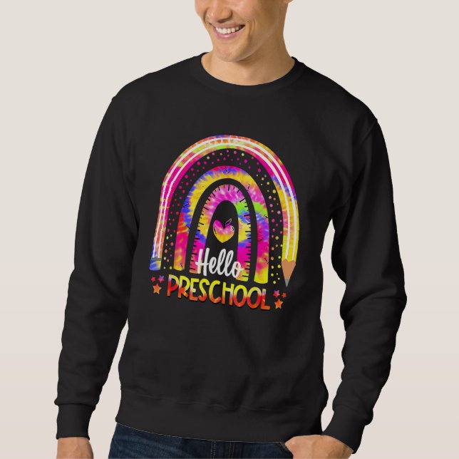 Back To School Rainbow Boho Tie Dye Teacher Hello  Sweatshirt (Vorderseite)