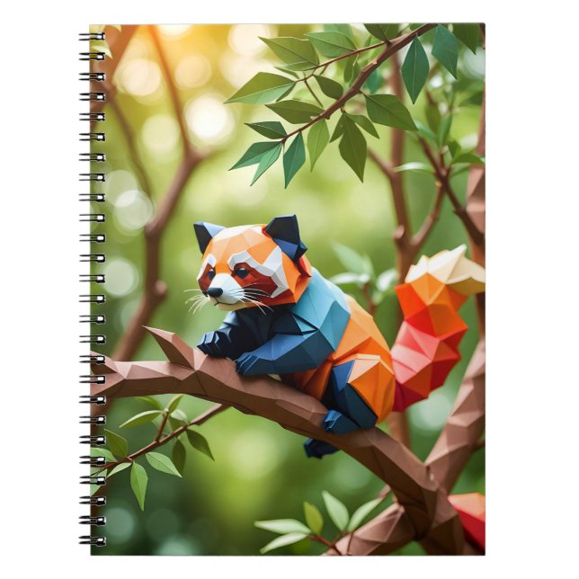 Back To School Red Panda Origami Notizblock (Vorderseite)