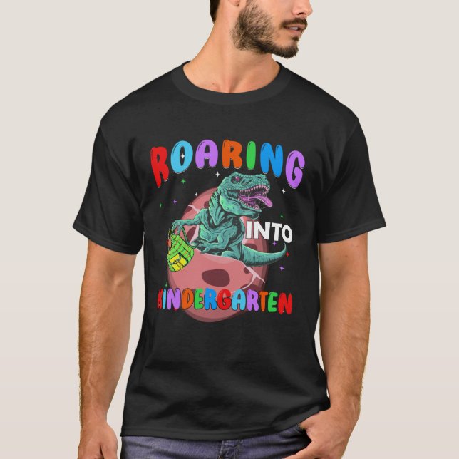 Back to School Roaring Kindergarten Dinosaur Rex B T-Shirt (Vorderseite)