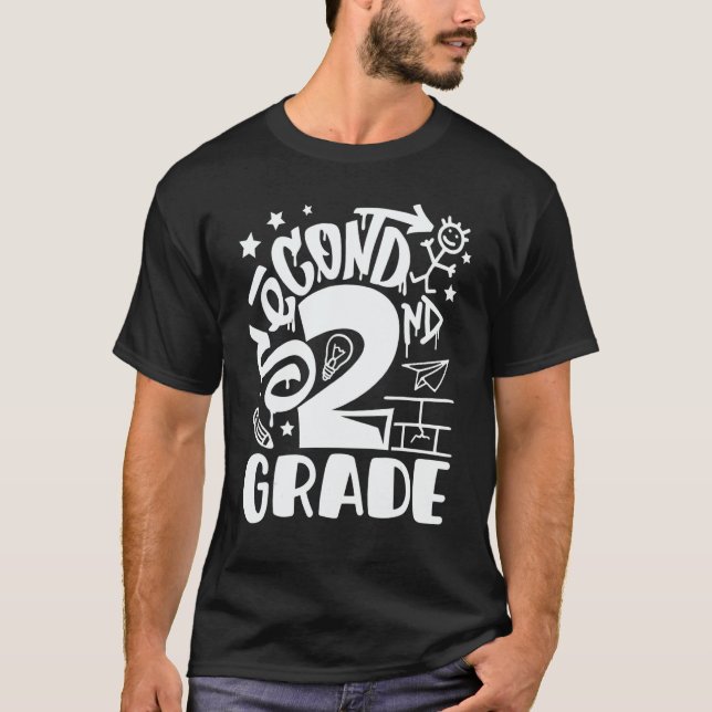 Back To School Second 2nd Grade Teacher Boys Graff T-Shirt (Vorderseite)