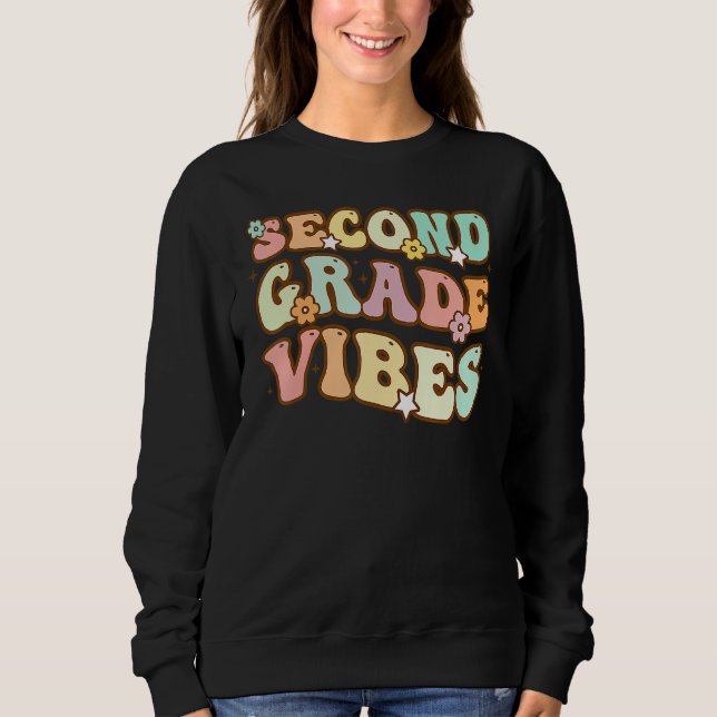 Back To School Second Grade Vibes Retro Teacher Wo Sweatshirt (Vorderseite)