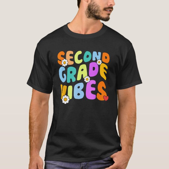 Back To School Second Grade Vibes Student Teacher  T-Shirt (Vorderseite)