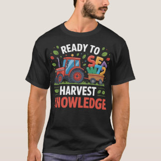 Back to School Teacher Farmer Tractor 100th Day  T-Shirt