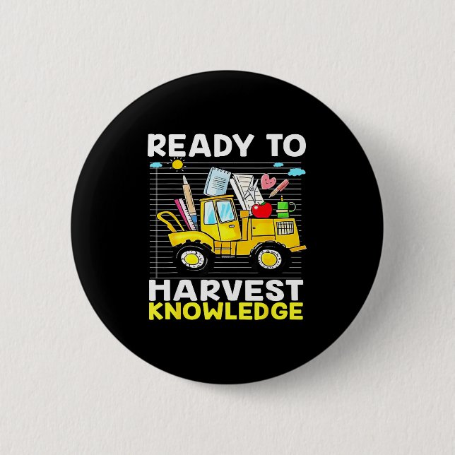 Back To School Teacher Farming Tractor Farmer Kids Button (Vorderseite)