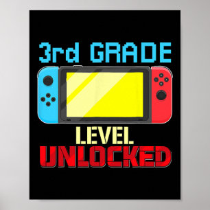 Back to School Video Gamer 3rd Grad Level Unlocke Poster