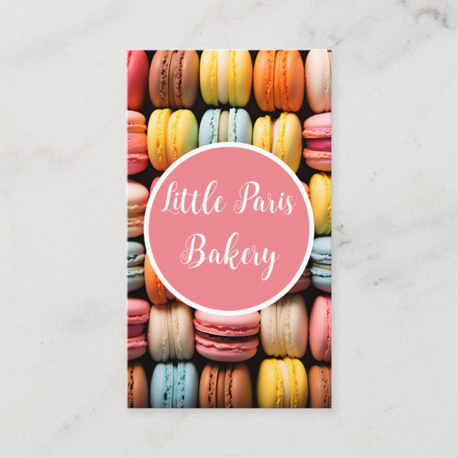 Backbäckerei mit bunten Macarons Visitenkarte (Vorderseite)