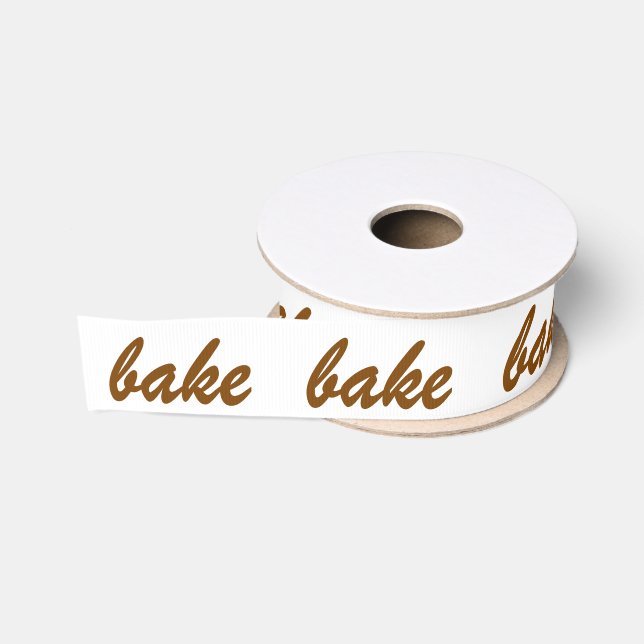Backbake Chocolate Brown White Brush Script Ripsband (Spule)