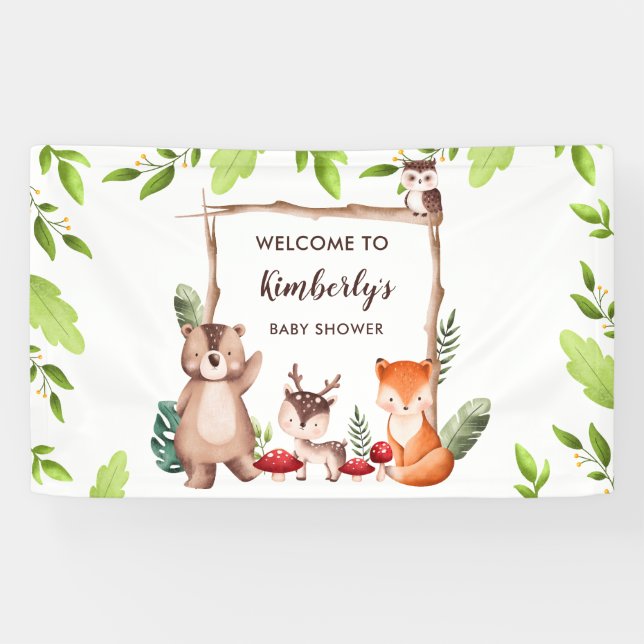 Backbanner für Woodland Animals Babydusche Banner (Horizontal)