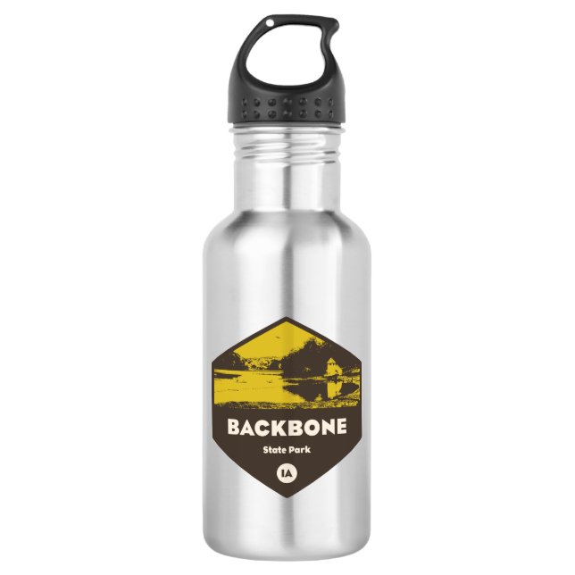Backbone Staat Park Iowa Edelstahlflasche (Vorderseite)