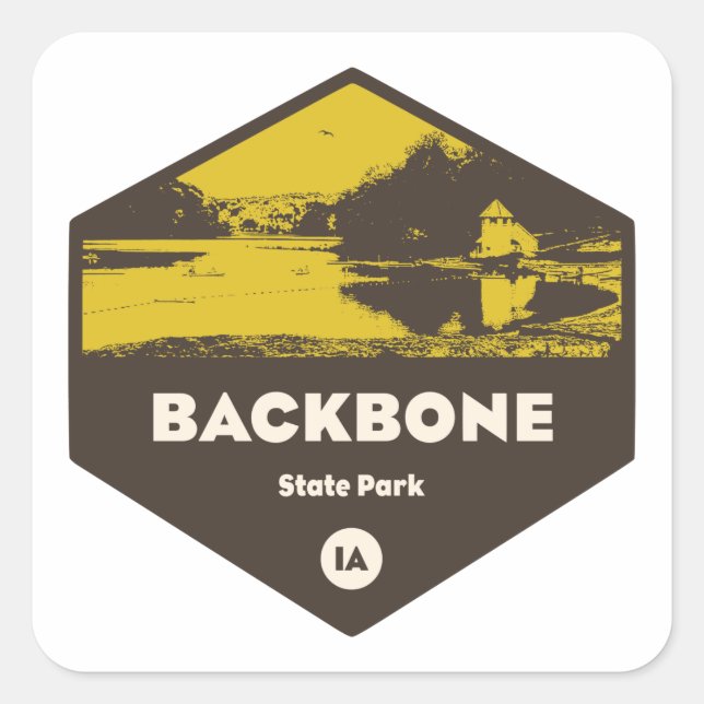 Backbone Staat Park Iowa Quadratischer Aufkleber (Vorderseite)
